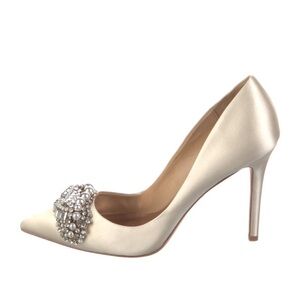 Badgley Mischka Cream Heels with Pearl Embellishment